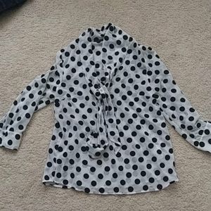 Kensie Black & White Polka Dot Blouse - Size Small
